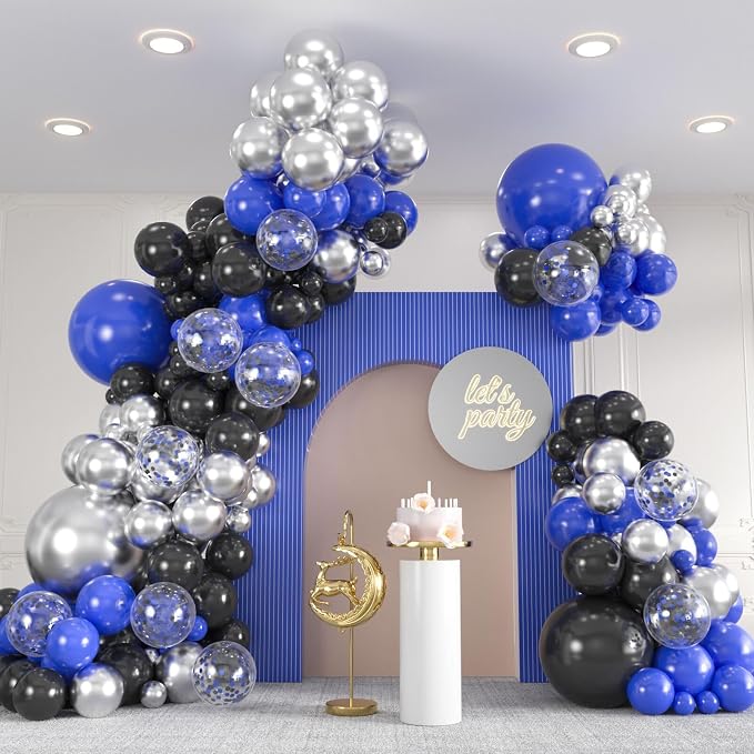 136pcs Royal Blue Black Balloon Garland Kit by ZizasAry