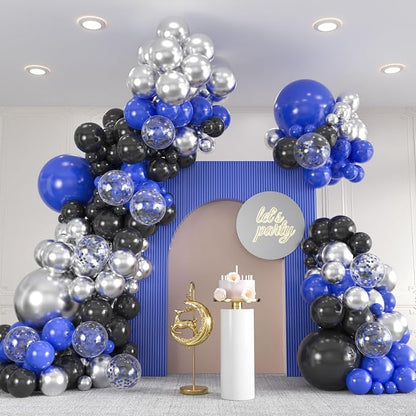 136pcs Royal Blue Black Balloon Garland Kit by ZizasAry