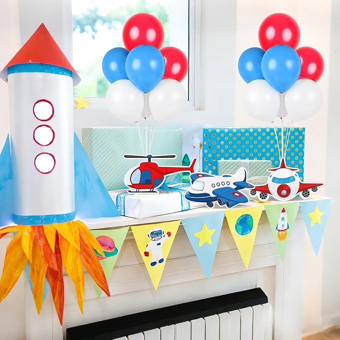 12 PCS Airplane Birthday Party Decorations Airplane Balloons Stand Kit 3D - Image 4