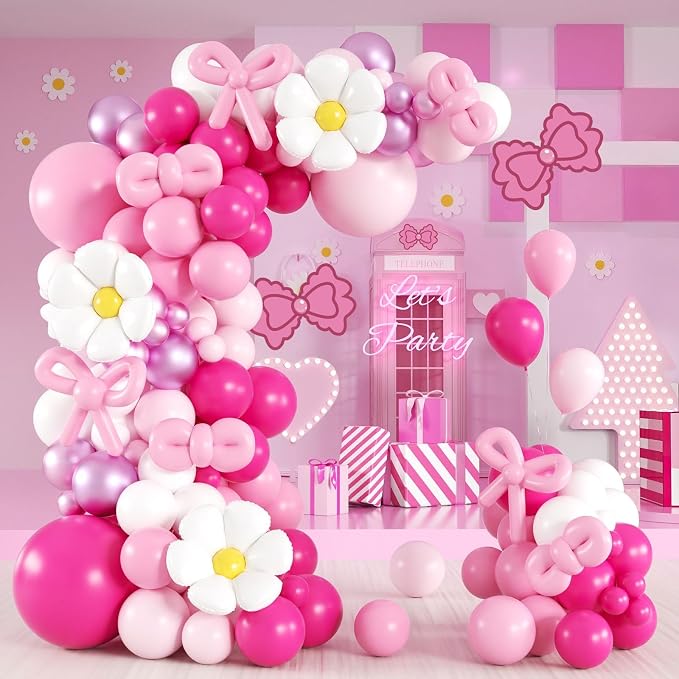 139pcs Pink Cartoon Cat Balloon Arch Kit by BAUANOOY