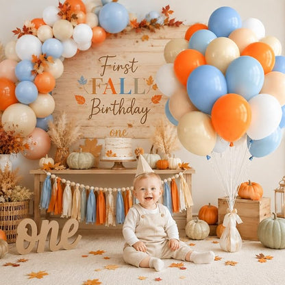 Blue and Orange Baby Shower Balloons Desorations, Pastel Dusty Blue Orange Nude - Image 4