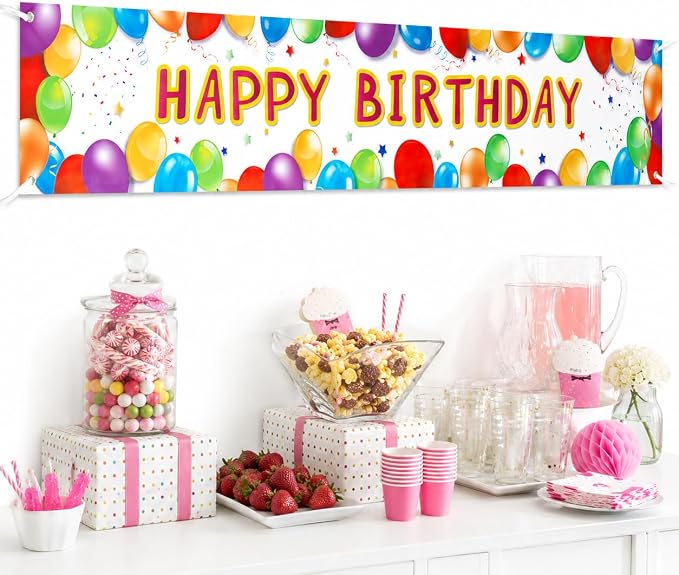Letjolt Happy Birthday Banner Balloon Sign Huge Party Supplies 6 Feet | by Letjolt