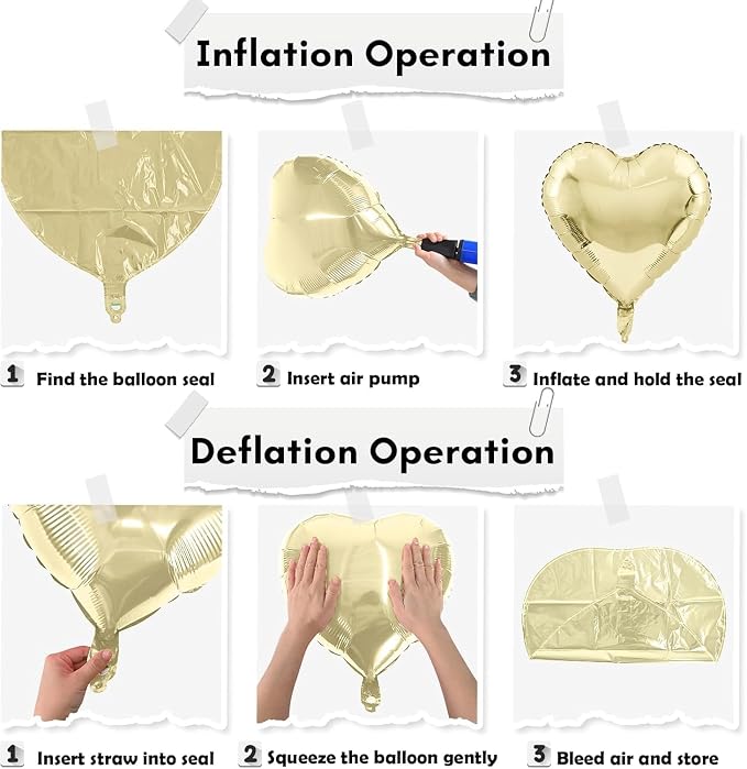Black Gold Foil Heart Balloons, 18 Inch 10 Pcs Light Gold and Black Heart Shape - Image 9