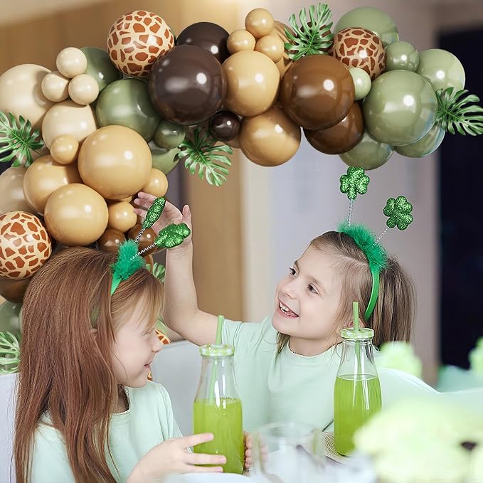 HILAVO Sage Green Brown Balloon Garland Kit Olive Green Gold Safari Balloons - Image 6