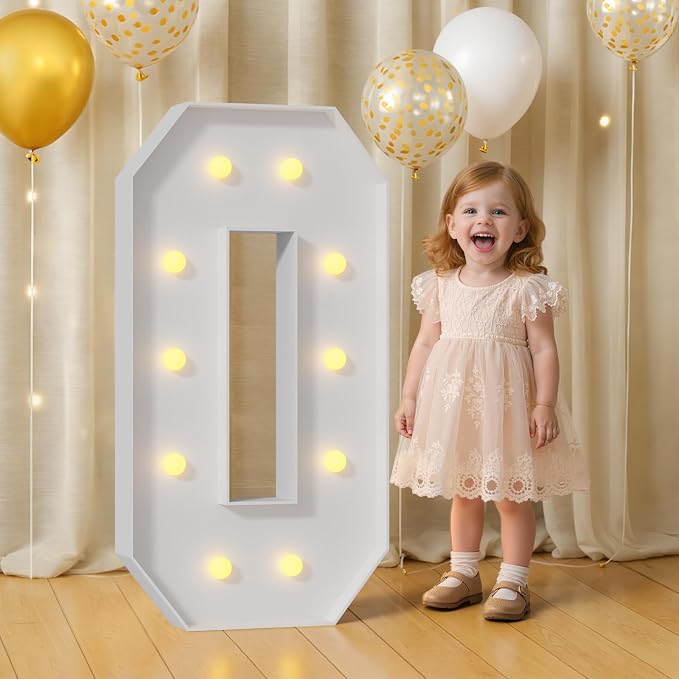 4FT Light Up Marquee Number 0 Warm White Light | Party Decor by Letsmakeitimpressive