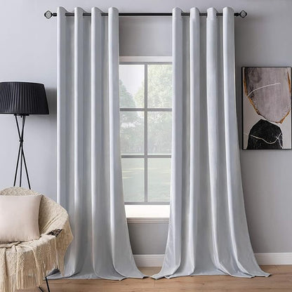 MIULEE Velvet Curtains Greyish White 52 x 96 Inch Length Set of 2 | Grommet by MIULEE