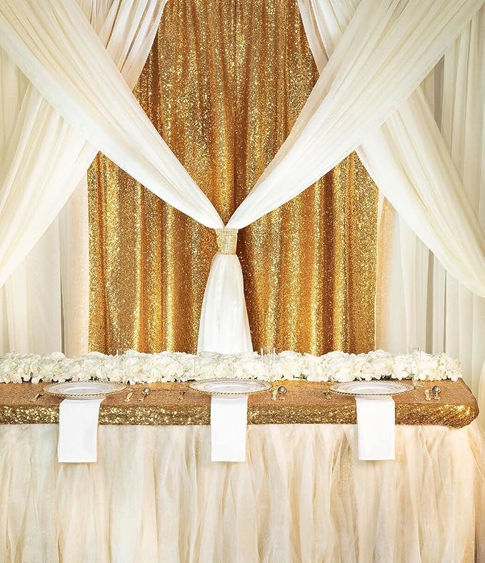 Gold Sequin Backdrop Curtains-1 Panel 3FTx8FT Gold Backdrop - Image 6