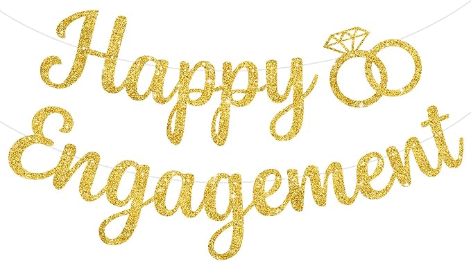 BEISHIDA Glitter Happy Engagement Banner-No DIY, Engagement Party Decorations by Beishida
