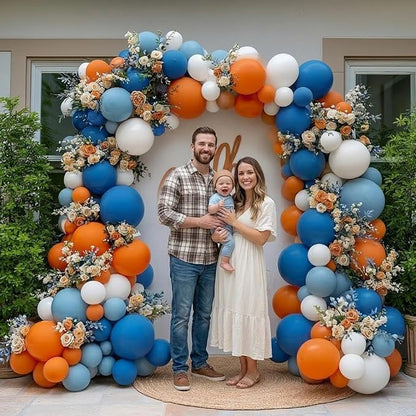 Dusty Blue Orange Fall Balloon Arch Garland Kit 91Pcs Double Stuffed | Burnt - Image 7
