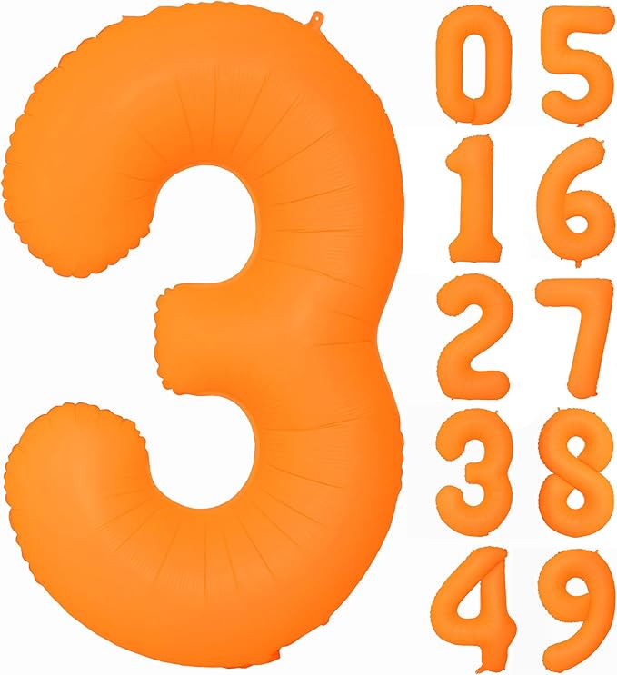 Orange Birthday Number 3 Balloon 40 inch Fluorescent Orange Number 3 | Helium by Exquisitehighqualitypartydecorationstomeetyoureveryneed%EF%BC%81