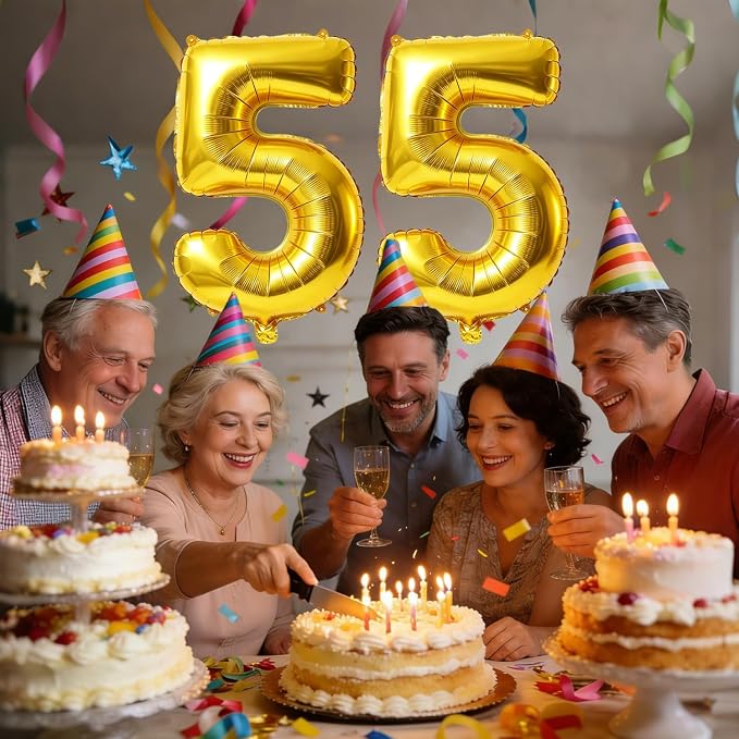 40 Inch Number 55 Balloons for 55th Birthday Party Decorations, 0-100 Gold - Image 2