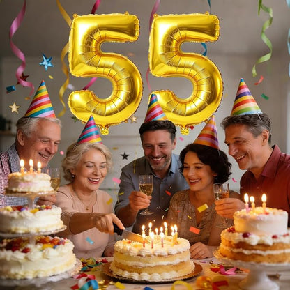 40 Inch Number 55 Balloons for 55th Birthday Party Decorations, 0-100 Gold - Image 2