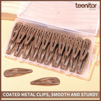 Teenitor 50Pcs Hair Barrettes For Women Brown Snap Hair Clips,2 Inch Hair Barrettes Hair Clips For Women, Brown