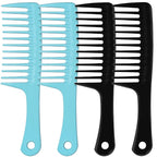 MODENGKONGJIAN 4PCS Wide Tooth Comb, Large Hair Detangling Comb Styling Comb for Curly, Wet, Long Hair (Black & Blue, Polypropylene (PP))