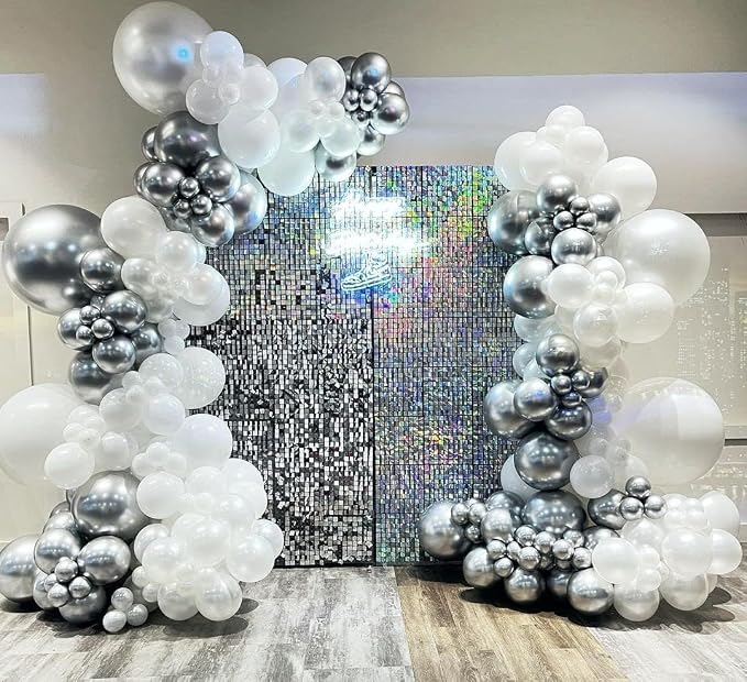 153Pcs White and Silver Balloons Garland Arch Kit - Image 4