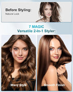 7MAGIC Hair Straightener, Ceramic Flat Iron with LCD, Professional 2 in 1 Hair Iron for Thick Hair, 11 Heat Settings Styling Tool