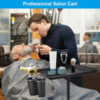 JOSTZHXIN Salon Rolling Tray, Tattoo Tray Rolling Cart, Height Adjustable Styling Tray, Service Storage Tray Trolley for Beauty Salon Clinic Spa,Black-with Cup Holder
