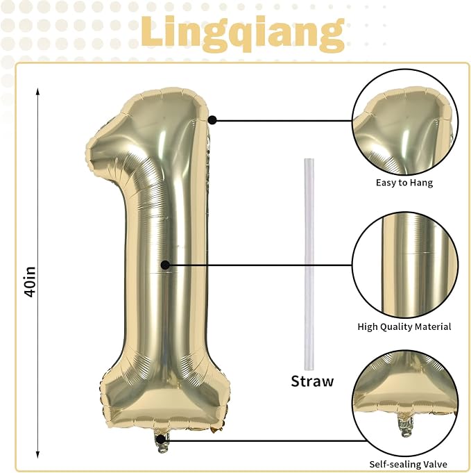Champagne Gold Number 10 Balloons - Image 2