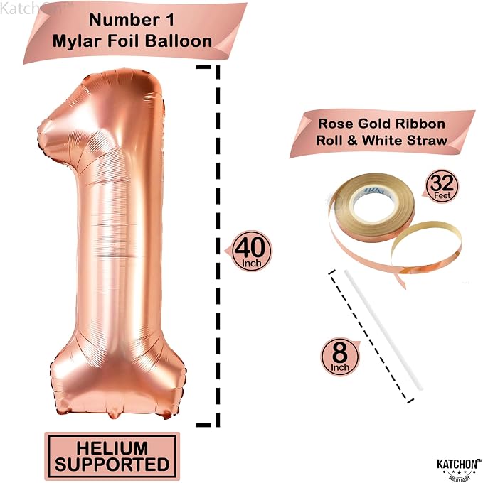 KatchOn Rose Gold Number 1 Balloon - Image 4