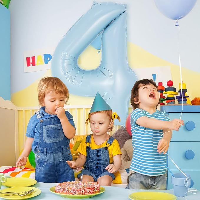 Light Blue Number 4 Balloon, 40 Inch Big Large Foil Number Balloons, Giant - Image 4