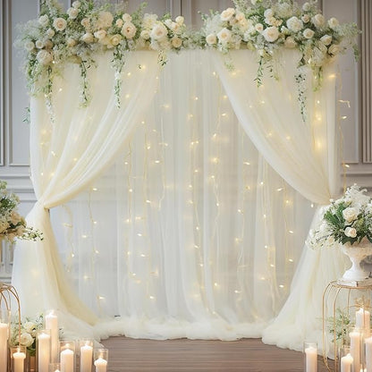 10x10ft Ivory Tulle Backdrop Curtain - Image 4