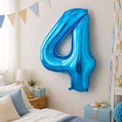 40 Inch Blue Number 4 Balloon, Giant Number Balloons, Birthday Decorations | - Image 4