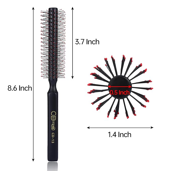 PERFEHAIR Small Round Hair Brush for Blow Drying Short, Thin, Fine Hair, Wooden Styling Blowout Roller Hairbrush with Soft Nylon Bristles, Both for Men & Women, 1.4 Inch