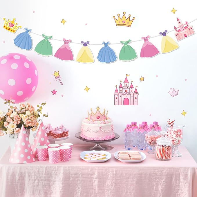 Princess Birthday Banner Princess Party Bunting Banner Garland Dress Theme - Image 6