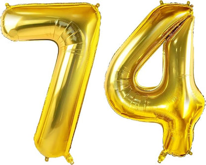 Number 74 Balloons for 74th Birthday Party Decorations, 0-100 Large No.74 by Joycard