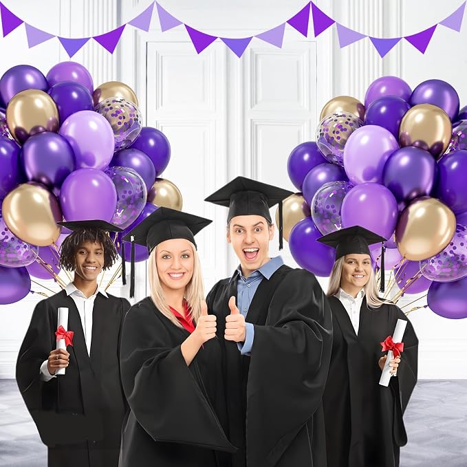 60pcs 12inch Purple and Gold Balloons - Image 7