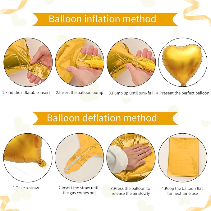 Foil Heart Balloons Gold - Image 3