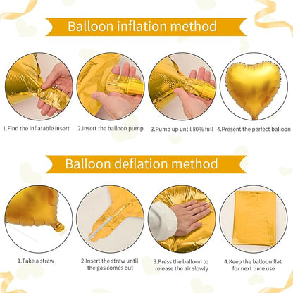 Foil Heart Balloons Gold - Image 3