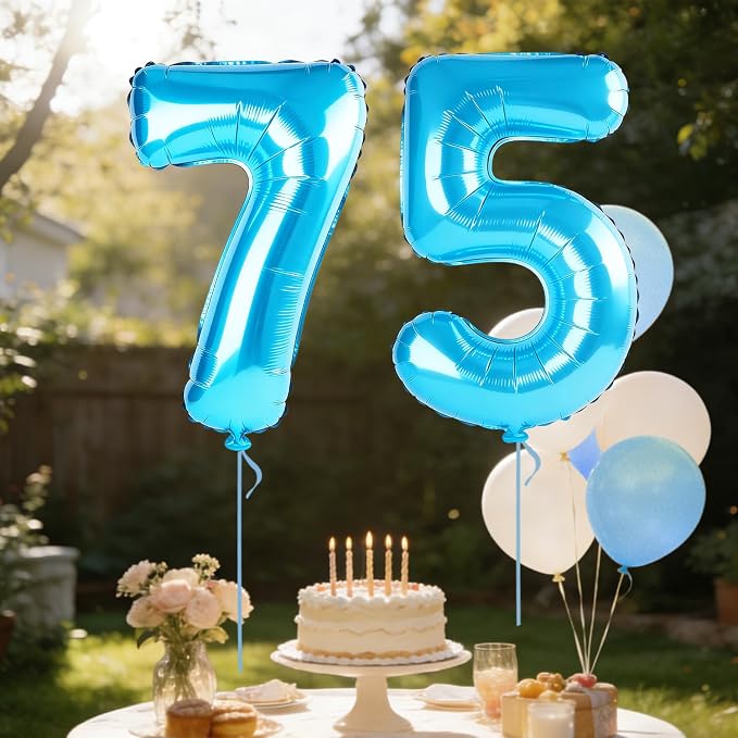 40 Inch Number 75 Balloons for 75th Birthday Party Decorations, 0-100 Jewelry - Image 3