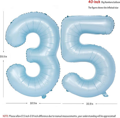 40 In Matte Blue Number Balloons Helium Foil Mylar Balloon Party Digital 35 | - Image 2
