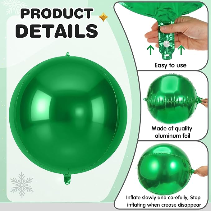 Jenaai 30 Pack 22 Inch Metallic Round Foil Balloon Black Green Balloon | - Image 3