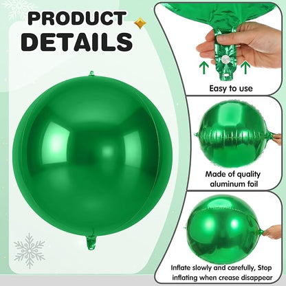 Jenaai 30 Pack 22 Inch Metallic Round Foil Balloon Black Green Balloon | - Image 3