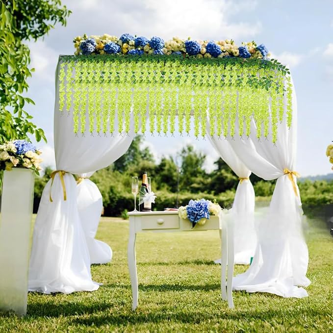 Artificial Wisteria Hanging Flowers Fake Wisteria Flower Garland Silk Vines - Image 4