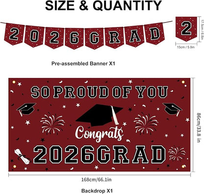 59Pcs Graduation Decorations 2026 Backdrop Balloons Banner Centerpiece Hanging - Image 2