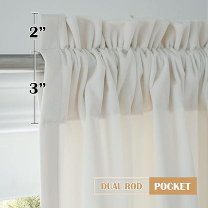Beauoop Cream Velvet Curtains for Bedroom Living Room 52x84 2 Panels | Soft - Image 7