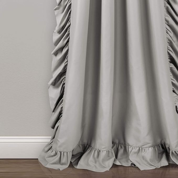 Lush Decor Reyna Ruffle Window Curtain Panel Set, Light Gray - Image 4