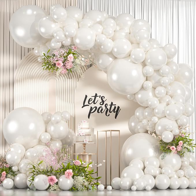 114pcs Pearl White Balloons Different Sizes, 18 12 10 5 inch Pearl Balloons | by ZizasAry