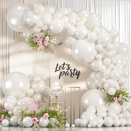 114pcs Pearl White Balloons Different Sizes, 18 12 10 5 inch Pearl Balloons | by ZizasAry