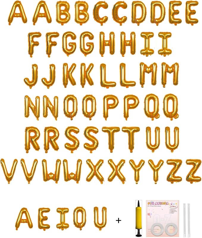 58 PCS Letter Balloons Alphabet Letters 2 Sets A- Z & 1 Sets AEIOU 16 by buynow