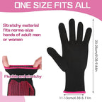 2 Pcs Heat Resistant Gloves With Silicone Bumps, Professional Thermal Styling Gloves for Women, Black, 9.36 x 4.68 inches