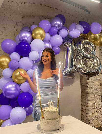 Purple and Gold Balloons, Metallic Gold Balloon | 50Pcs 12 Inch Purple Gold - Image 7