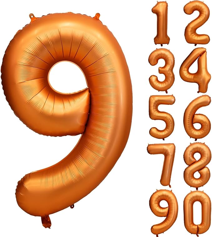 40 Inch Orange Number 9 Foil Balloon Retro Orange Digital 9 Helium Balloon | by YOIOZAIZAI