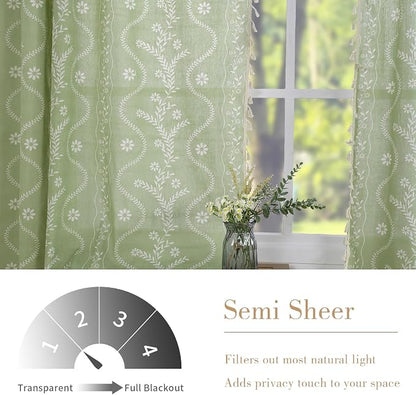 Schweek Boho Curtains 63 Inches Length 2 Panels - Image 3