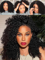 Julia Hair Bye Bye Knots 4C Kinky Curly Glueless Natural Hair Wig 7x5 Pre Cut HD Lace Front Kinky Edges Hairline Wig Pre Bleached Pre Plucked Virgin Hair with Baby Hair for Black Women 24 Inch