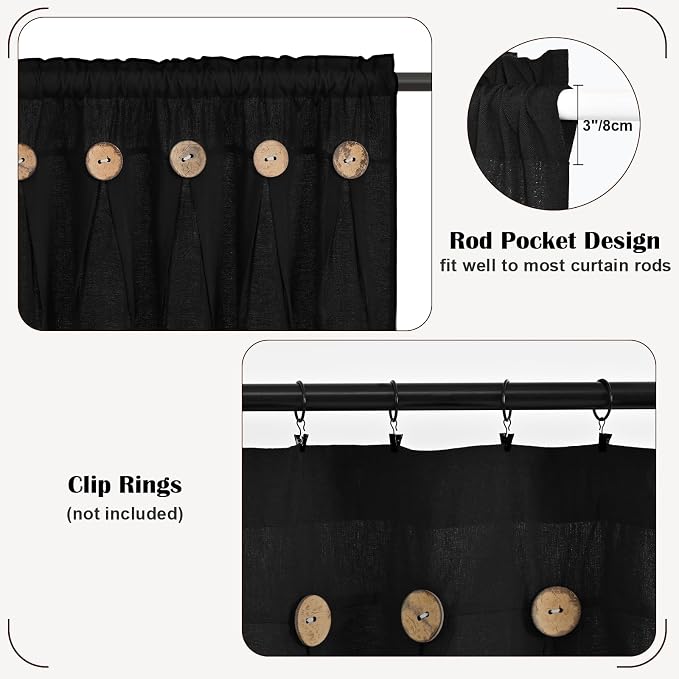 Farmhouse Valance Curtains, Boho Cotton Linen Kitchen Valance, Rod Pocket - Image 7