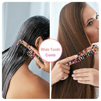 Large Wide Tooth Hair Comb,[Tortoise Shell] Cellulose Acetate Round Tooth Comb for Straight/Curly Hair,Short/Long Hair Women Men or Kids,Easy Detangling Wet or Dry,Anti-static (Multi-colored)